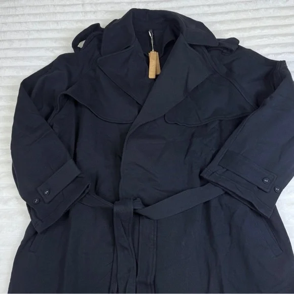 NWT SKIMS Boyfriend Fleece Oversized Trench Coat • Washed Onyx • Women’s S  New - Picture 9 of 15